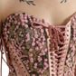 Silken Nylon Bustier Corset Top in Pink