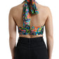 Elegant Silk Blend Halter Cropped Top