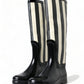 Black and White Striped Knee High Boots