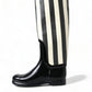 Black and White Striped Knee High Boots