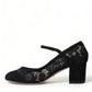 Elegant Suede Mary Jane Lace Heels