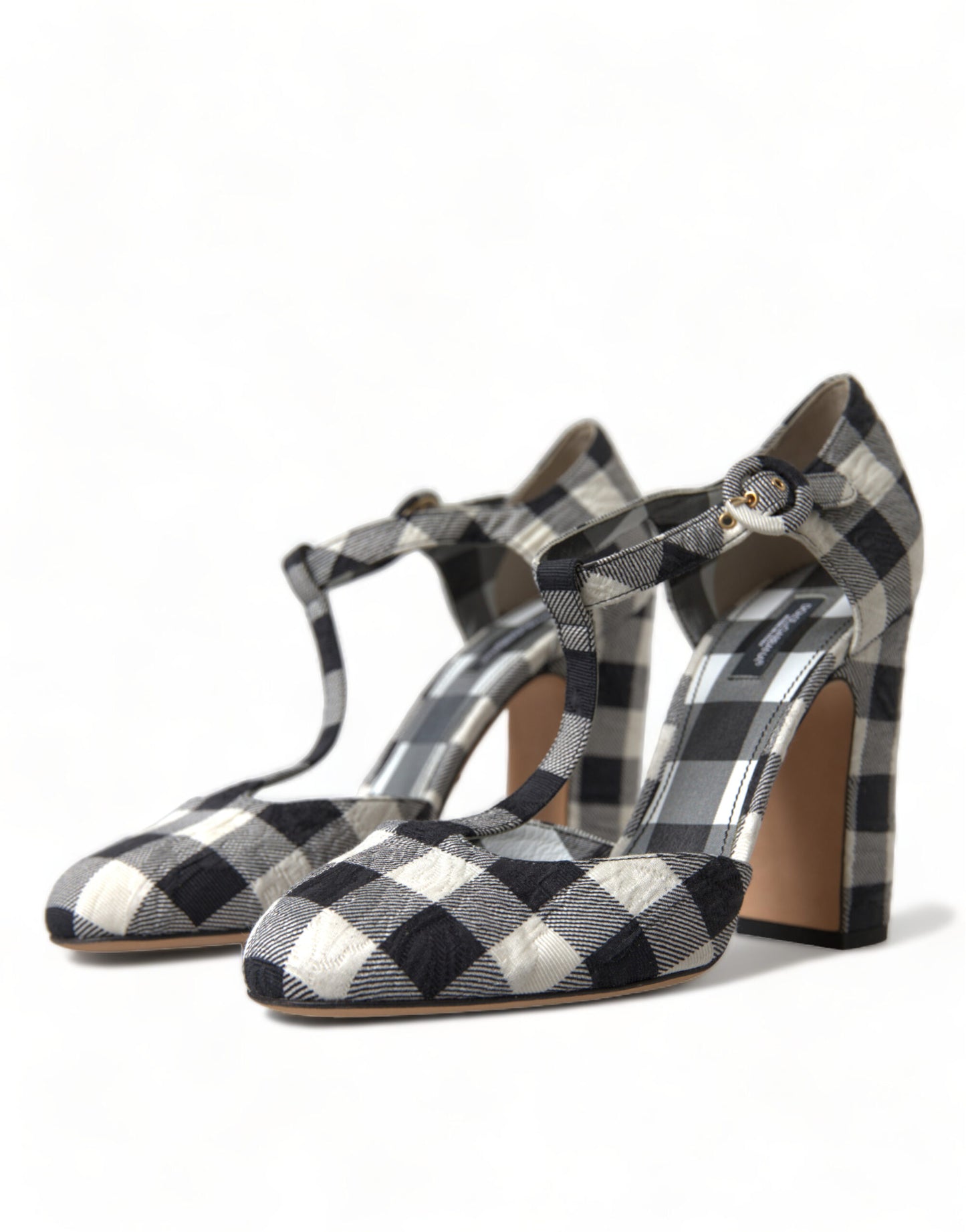 Chic Gingham T-Strap Pumps: Timeless Mary Jane Heels