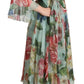 Floral Silk Midi Wrap Dress