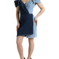 Elegant Two-Tone Blue Sheath Dress