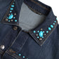 Embellished Turquoise Denim Jacket