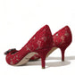 Radiant Red Lace Heels with Crystals