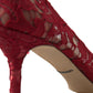 Radiant Red Lace Heels with Crystals