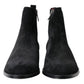 Elegant Black Velvet Mid-Calf Boots