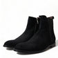 Elegant Black Velvet Mid-Calf Boots