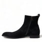 Elegant Black Velvet Mid-Calf Boots