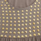 Studded Sheath Knee-Length Dress in Beige