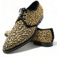 Elegant Gold Black Suede Derby Dress Shoes