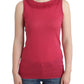 Elegant Pink Sleeveless Wool Knit Top