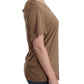 Elegant Short-Sleeved Brown Rayon Top