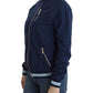 Chic Blue Zip Cardigan with Logo Detail