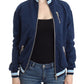 Chic Blue Zip Cardigan with Logo Detail