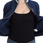 Chic Blue Zip Cardigan with Logo Detail