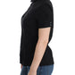 Elegant Black Cotton Stretch Shortsleeve Blouse