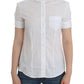 Chic White Cotton Blend Shortsleeve Blouse