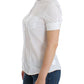 Chic White Cotton Blend Shortsleeve Blouse