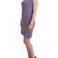 Elegant Purple Knee-Length Cotton Dress