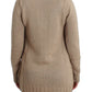 Elegant Beige Knitted Crew Neck Sweater