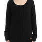 Alluring Black Knitted Crew Neck Sweater