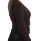 Elegant Brown Virgin Wool Cropped Cardigan