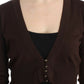 Elegant Brown Virgin Wool Cropped Cardigan