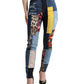 Vibrant Patchwork Skinny Jeans