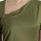 Elegant Green Jersey Blouse with Gold Accents