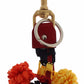 Chic Multicolor Raffia Leather Keychain