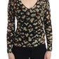 Elegant Multicolor V-Neck Wool Jumper