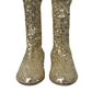 Elegant Mid Calf Gold Boots Exclusive Design