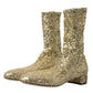 Elegant Mid Calf Gold Boots Exclusive Design