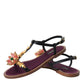 Elegant Crystal-Adorned Flat Sandals