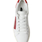 Chic White Leather Sneakers with Red Accents