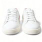 Chic White Leather Sneakers with Red Accents