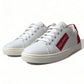 Chic White Leather Sneakers with Red Accents