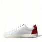 Chic White Leather Sneakers with Red Accents