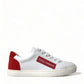 Chic White Leather Sneakers with Red Accents