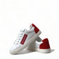 Chic White Leather Sneakers with Red Accents