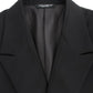 Elegant Slim Fit Black Wool Blazer