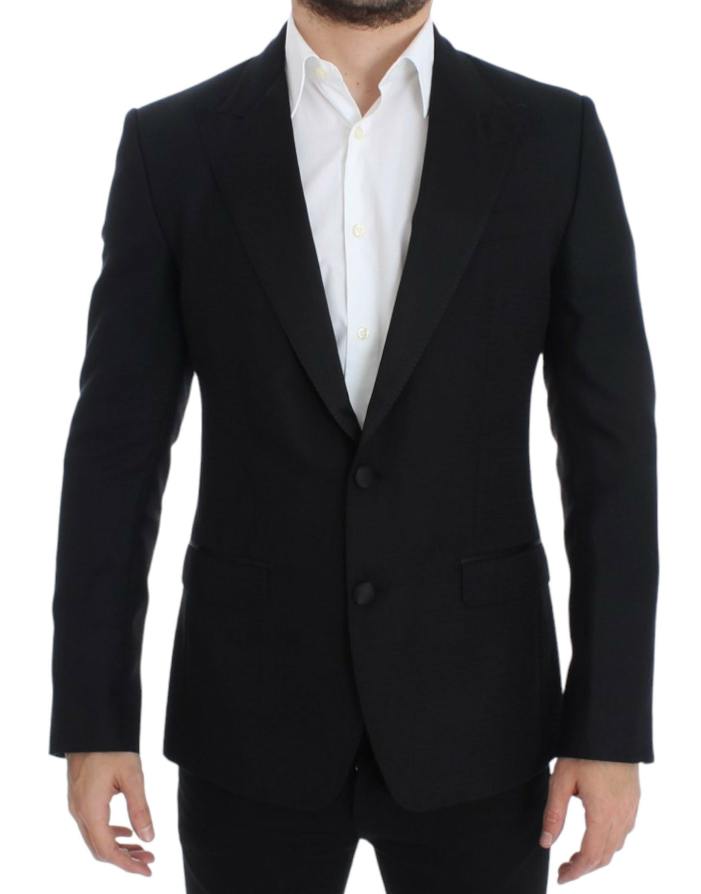 Elegant Black Silk Blend Sicilia Blazer