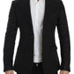 Elegant Black Silk Blend Two-Button Blazer