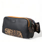 Black Exotic Leather Logo Belt Waist Fanny Pack Bag