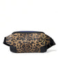 Black Exotic Leather Logo Belt Waist Fanny Pack Bag