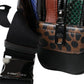 Black Exotic Leather Logo Belt Waist Fanny Pack Bag