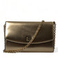 Elegant Metallic Gold Leather Crossbody Purse