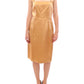 Elegant Bronze Silk Knee-Length Sheath Dress